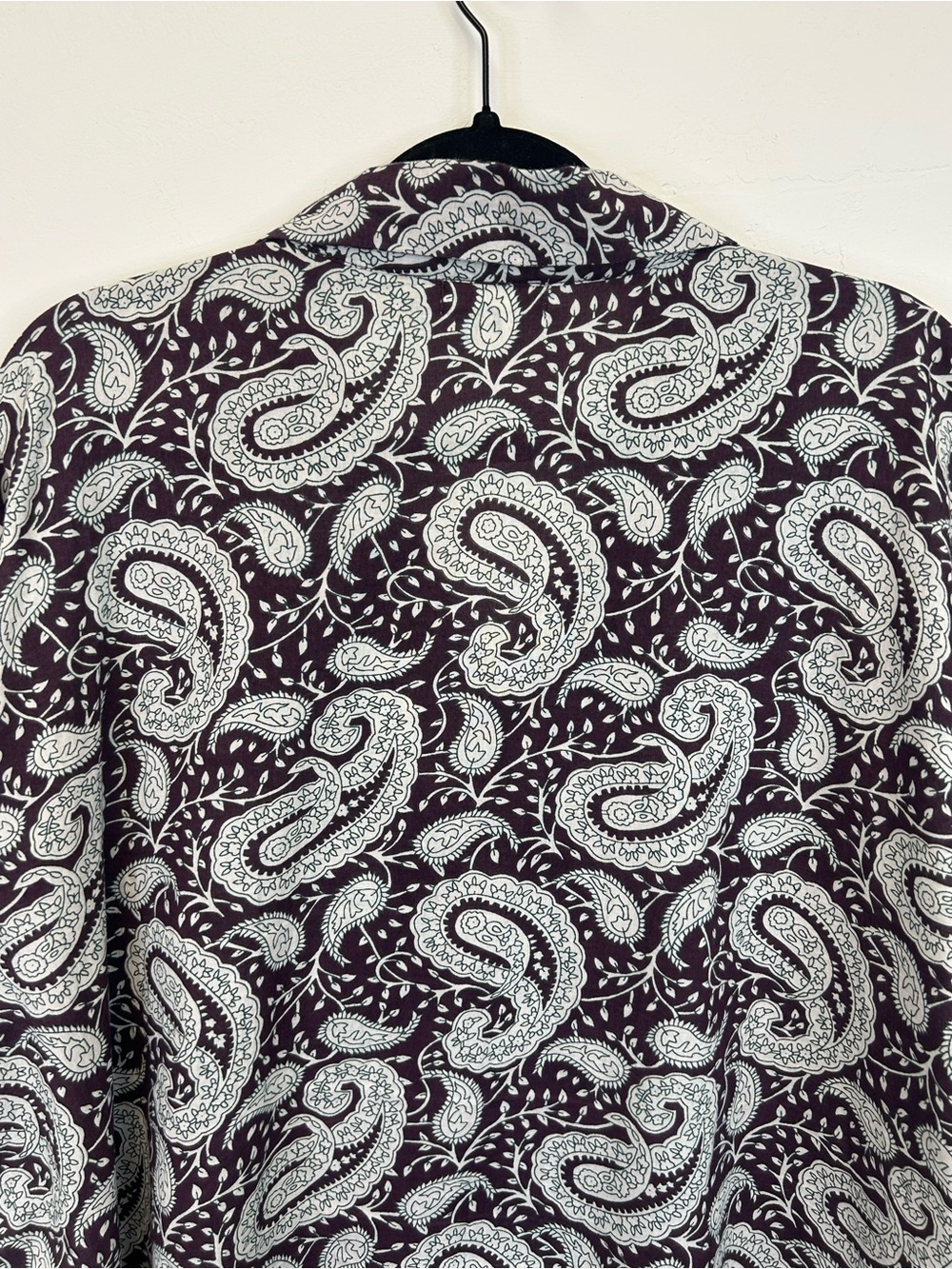 Paisley Short Sleeve Button Up Shirt Dark Plum Size XXL Lightweight Travel Boho - Picture 9 of 11
